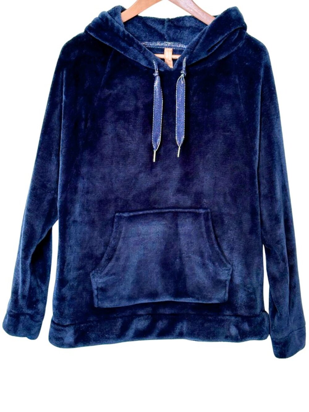 Denver Hayes Navy Blue Velour Fleece Pullover Hoodie – S